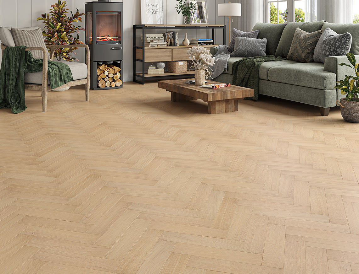 Wychwood Oak Brushed Herringbone Engineered Wood Flooring | Invisible UV Oiled | 80 x 350 x 20/6mm