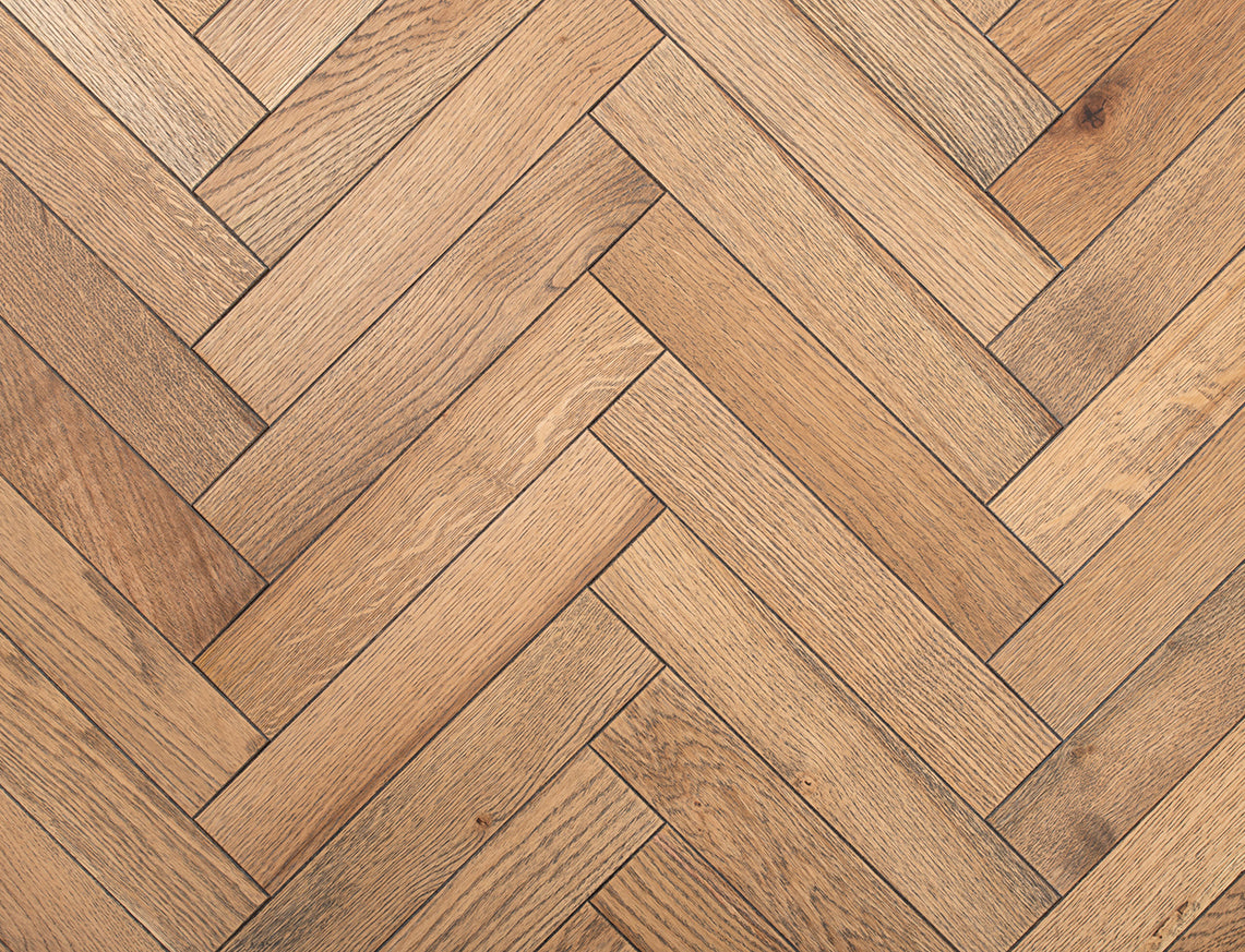 Kingswood Oak Smoked Brushed Herringbone Engineered Wood Flooring | UV Oiled | 70 x 350 x 20/5mm
