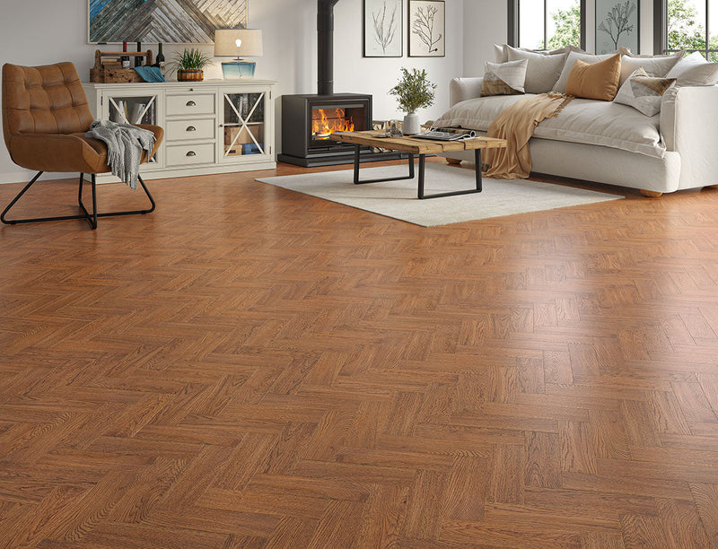 Bowland Oak Antique Colour Brushed Handscraped Herringbone Engineered Wood Flooring | UV Lacquered | 90 x 300 x 14/3mm