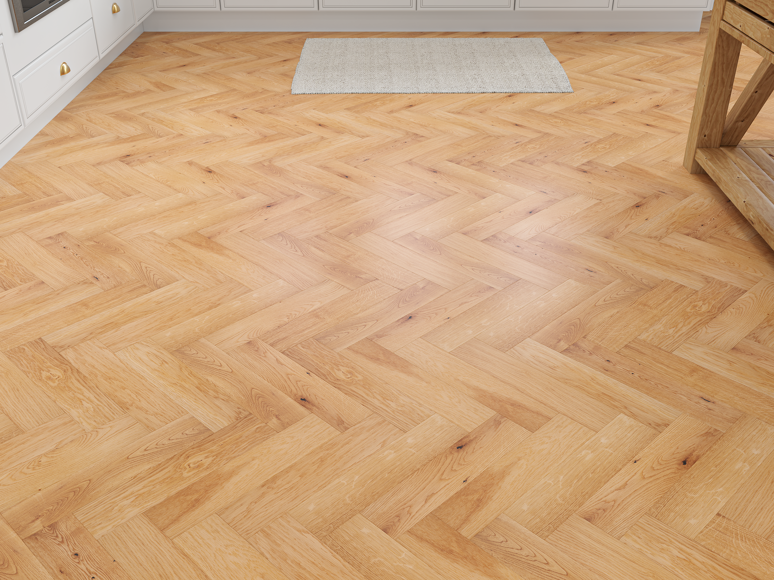 Haldon Oak Natural Brushed Herringbone Engineered Wood Flooring | UV Oiled | 80 x 350 x 20/6mm