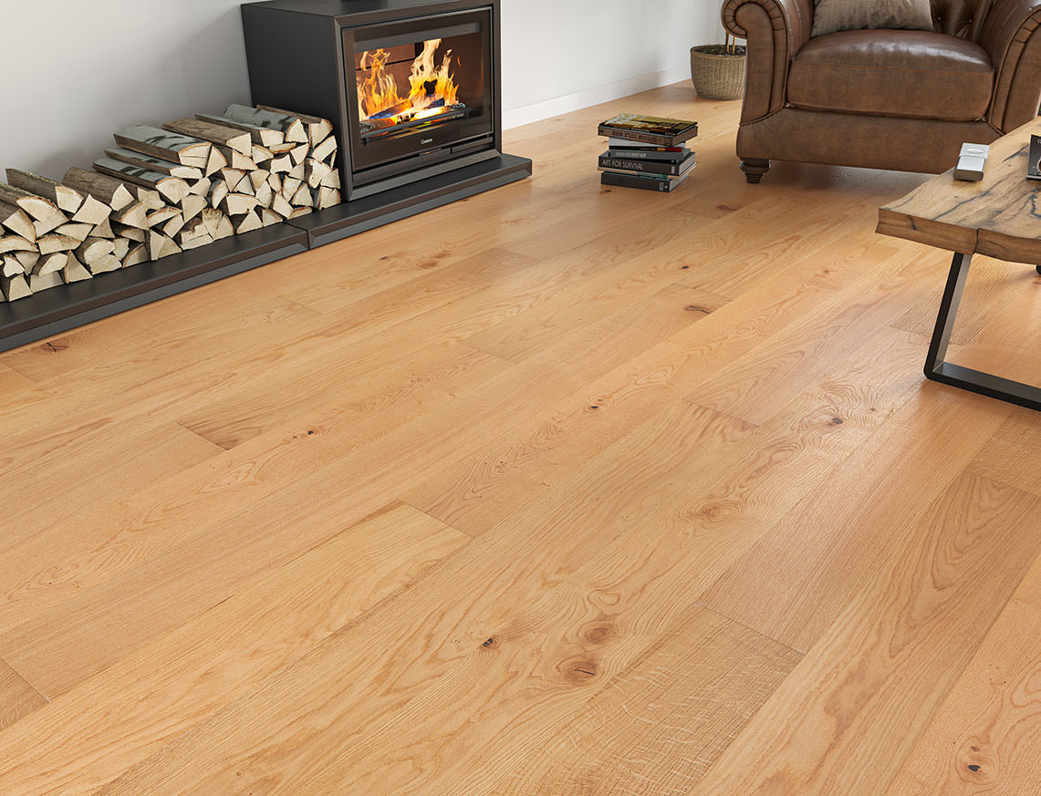 Hamsterley Oak Natural Brushed Plank Engineered Wood Flooring | UV Oiled | 190 x 1900 x 20/6mm