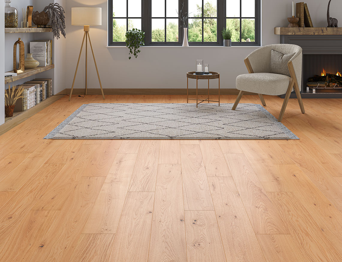 Heaton Oak Natural Brushed Plank Engineered Wood Flooring | UV Oiled | 180 x 1200 x 14/3mm