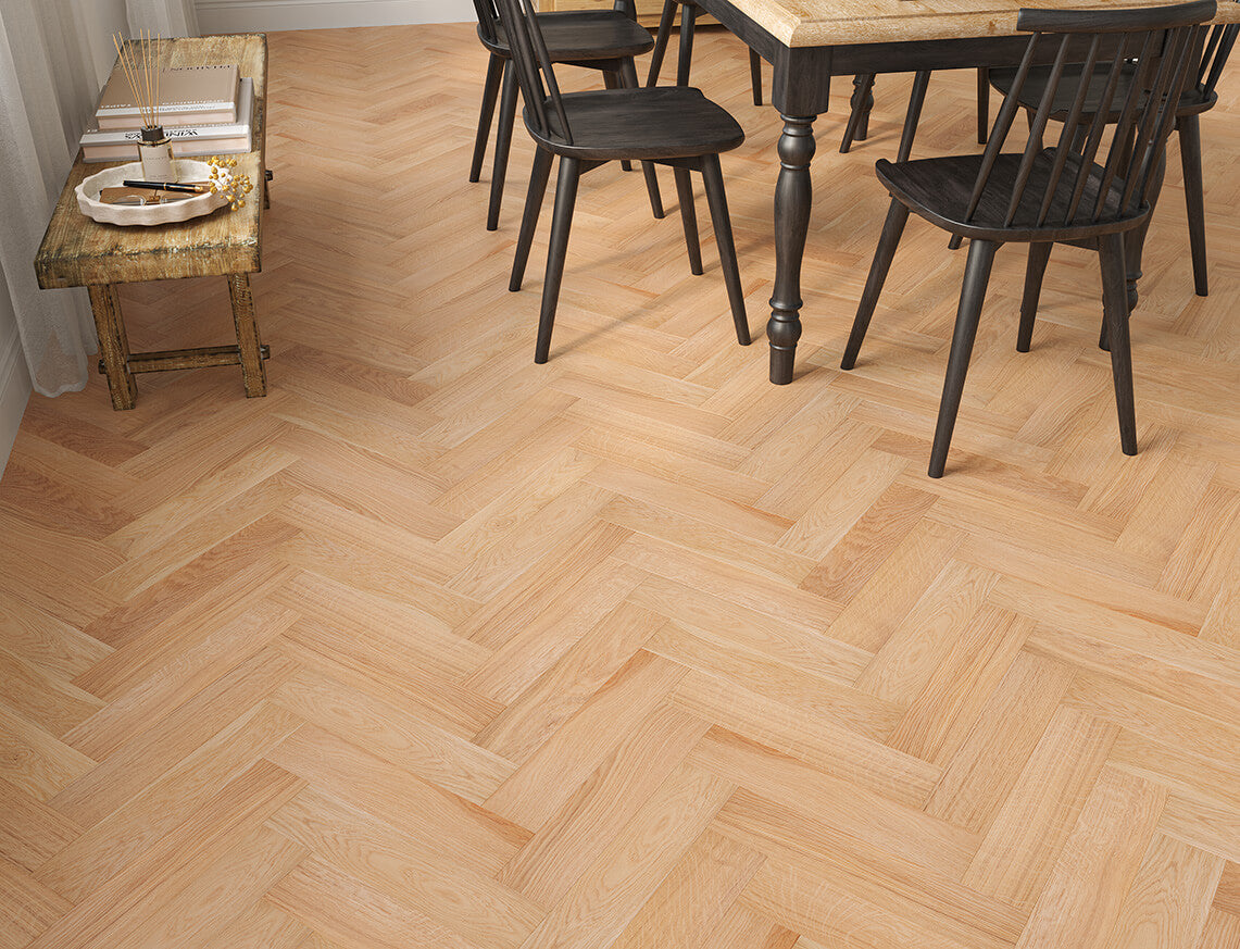 Imperial Oak Natural Brushed Herringbone Engineered Wood Flooring | UV Lacquered | 90 x 400 x 15/4mm
