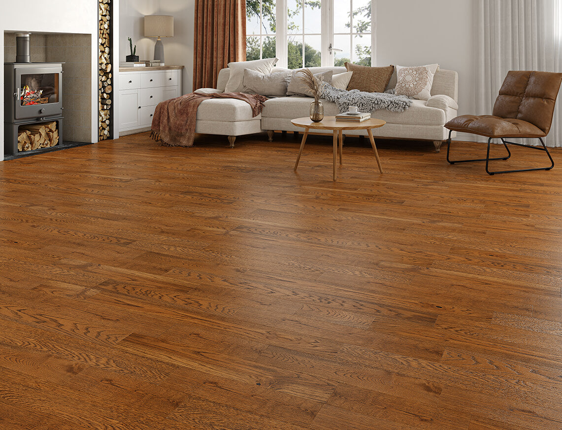 Inglewood Oak Golden Brushed Plank Engineered Wood Flooring | UV OIled | 125 x 300-1200 x 10/2.5mm