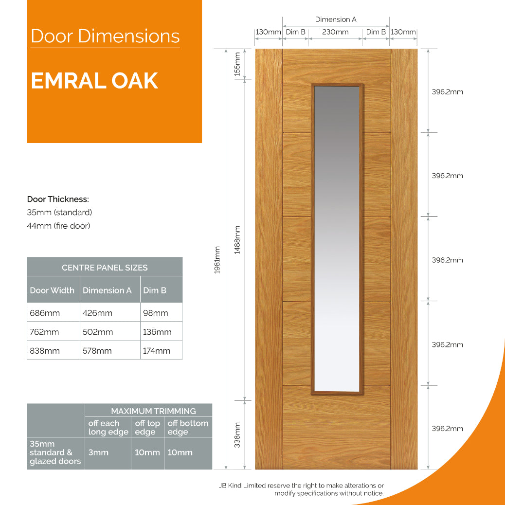 JB Kind River Oak Emral Glazed Fire Door