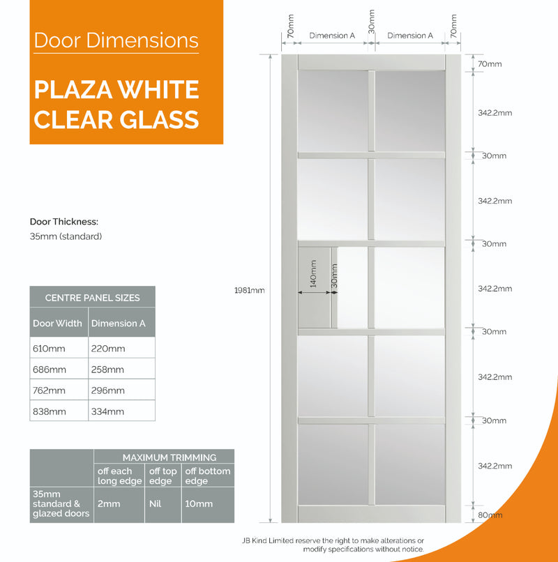 JB Kind Plaza White Clear Glazed