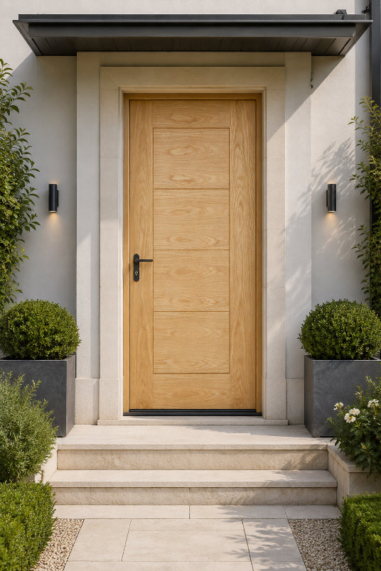 Joinery External Solid Oak Linear 4 Panel Door