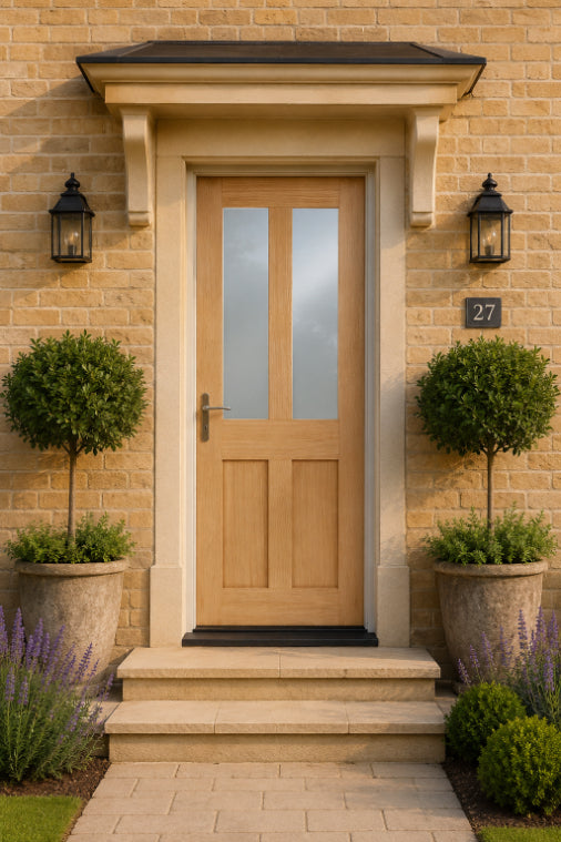 Joinery External Solid Oak Victorian 4 Panel Half Glazed