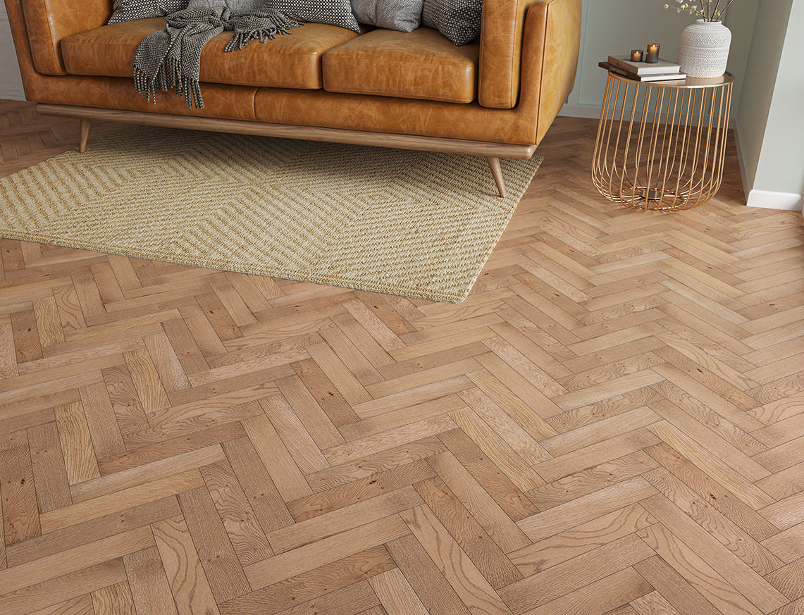 Kingswood Oak Smoked Brushed Herringbone Engineered Wood Flooring | UV Oiled | 70 x 350 x 20/5mm