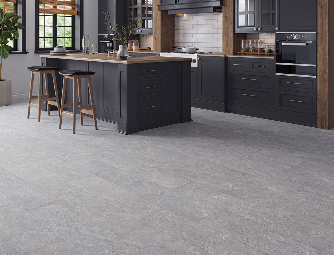 VarioClic 8mm Vento Grey Granite Tile Effect Laminate Flooring | 244 x 1204 x 8mm