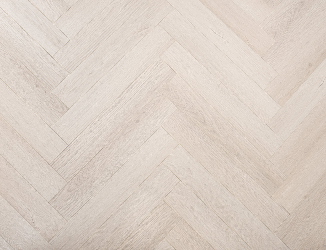 Oakleigh 8mm Malham Light Grey Textured Herringbone Laminate Flooring | 100 x 600 x 8mm