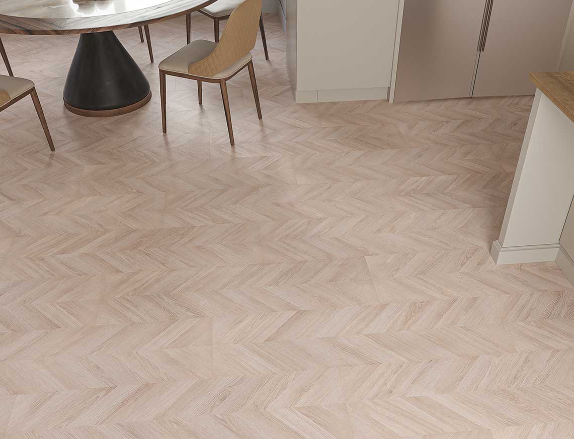 AGT Pruva 8mm Arya Taupe Grey Chevron Laminate Flooring | 327 x 1200 x 8mm