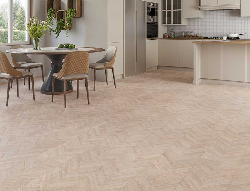 AGT Pruva 8mm Arya Taupe Grey Chevron Laminate Flooring | 327 x 1200 x 8mm