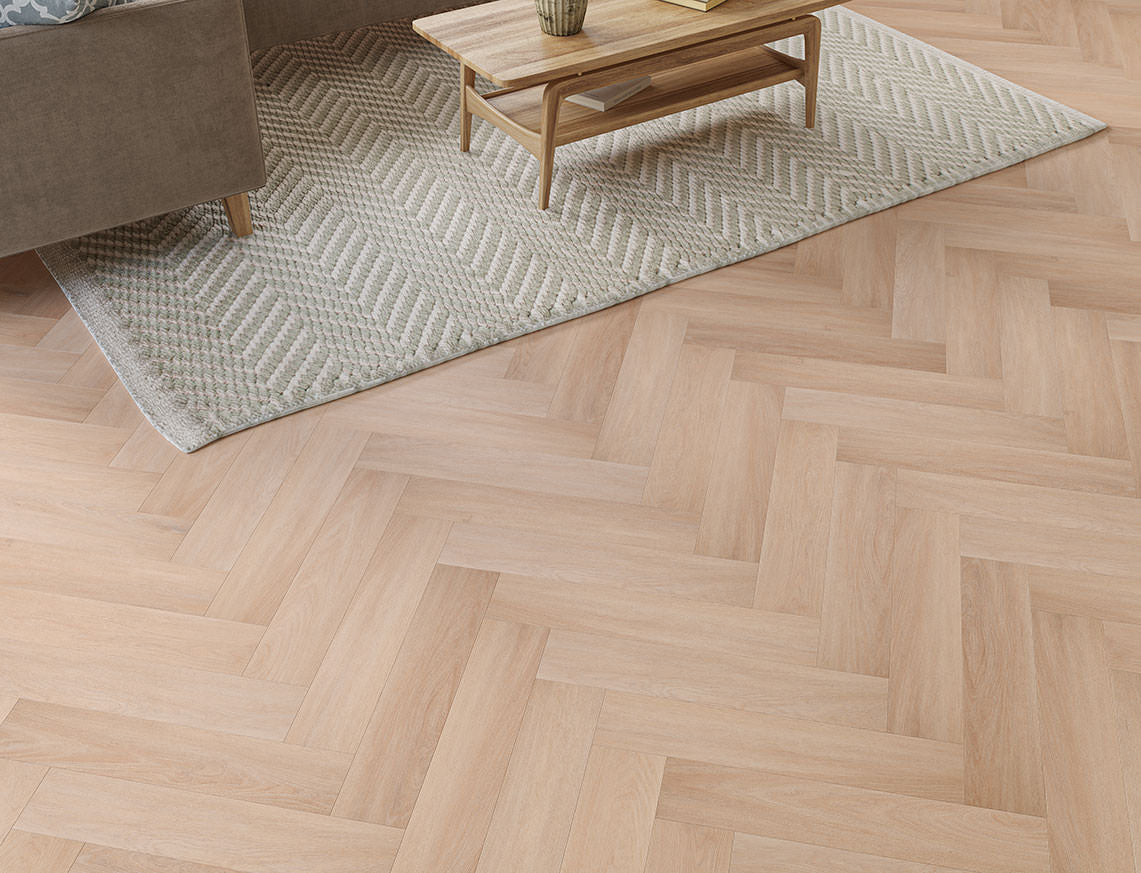Sherburn Oak Honey Blonde Oak Herringbone LVT Flooring | 128 x 615 x 5/0.5mm