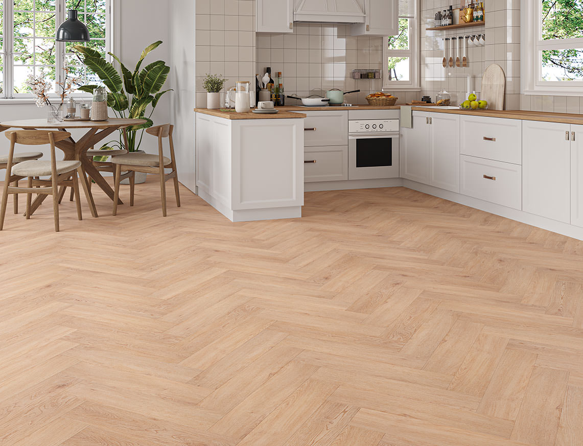 Farnham Oak Brown Oak Herringbone LVT Flooring | 128 x 615 x 5/0.5mm