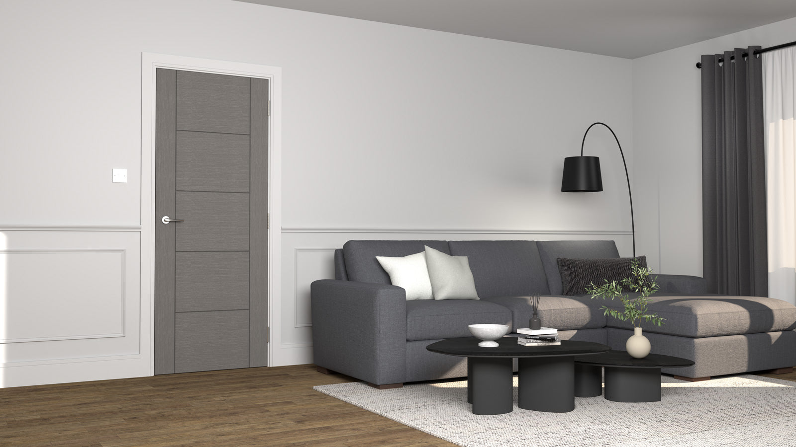 Grey Laminate 5 Panel Internal Door - Artis Ladder 5P (FSC, Modern)