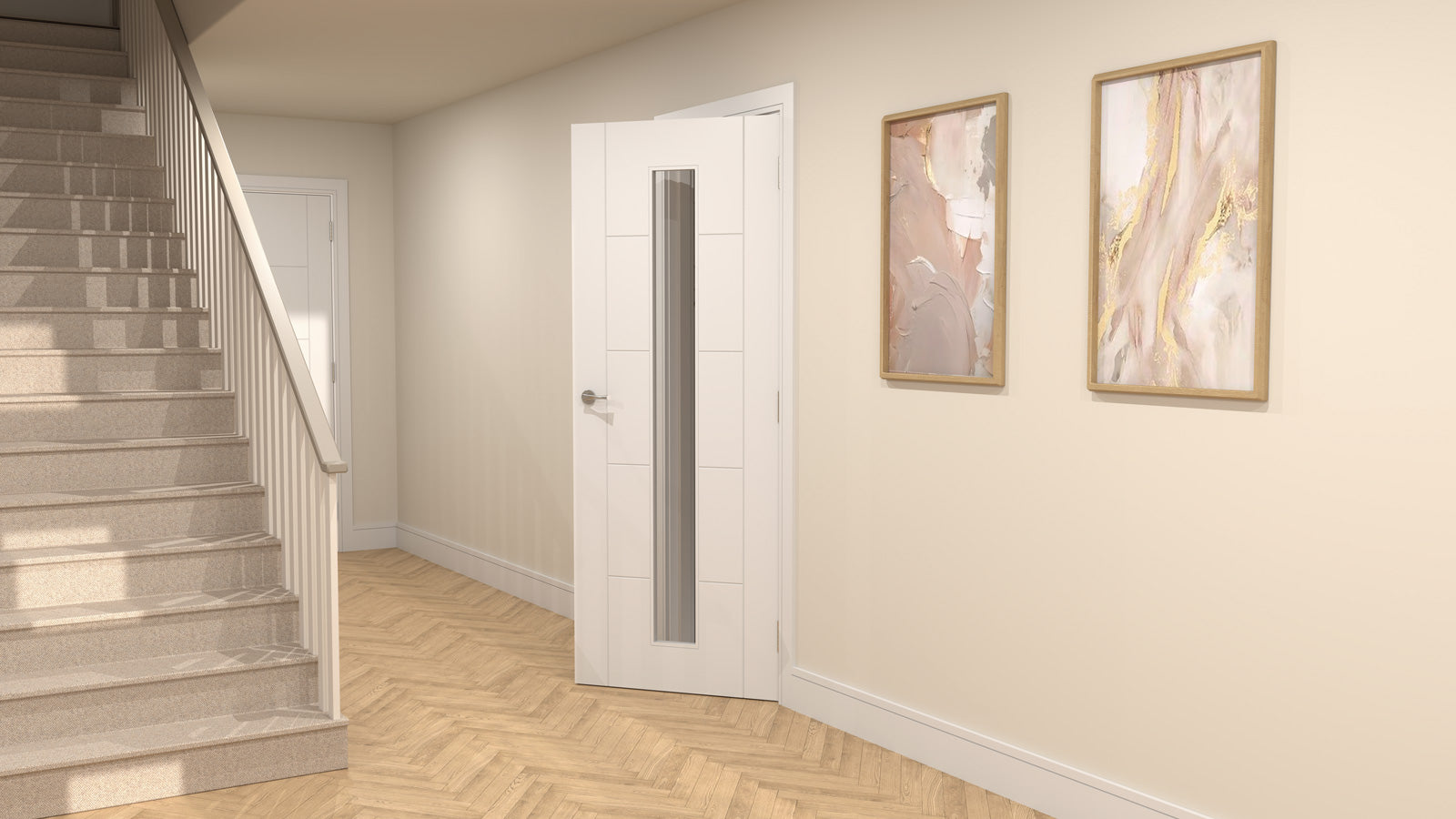 Artis Ladder 5P White Primed Semi-Solid Glazed 1L Internal Door FSC