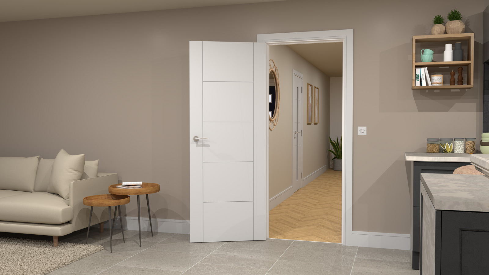 Artis Ladder 5P White Primed Semi-Solid Internal Door FSC