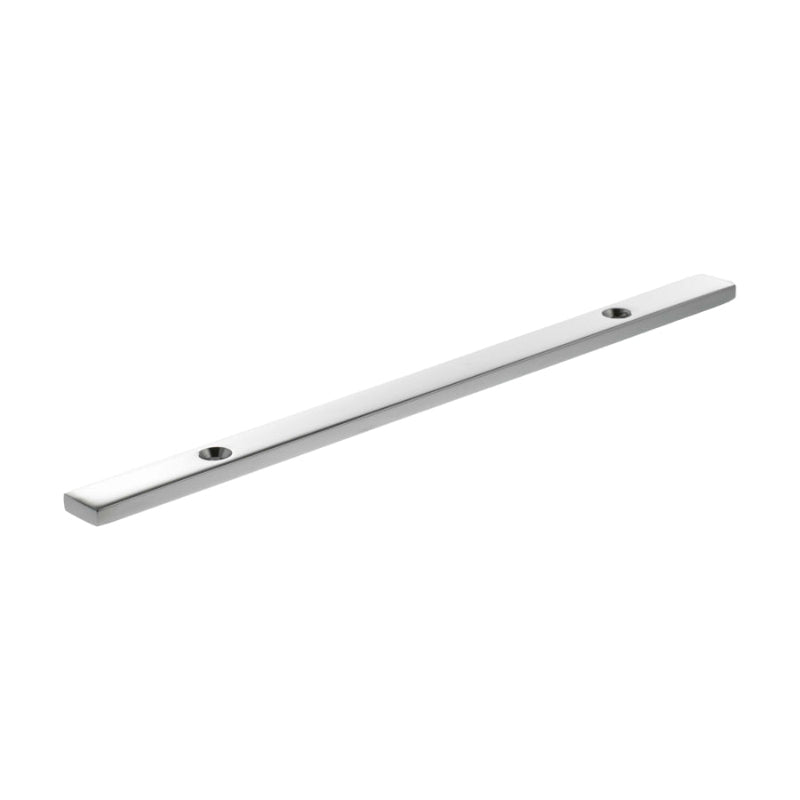 Millhouse Brass Long Narrow Cabinet Handle Backplate 128mm - Polished Chrome