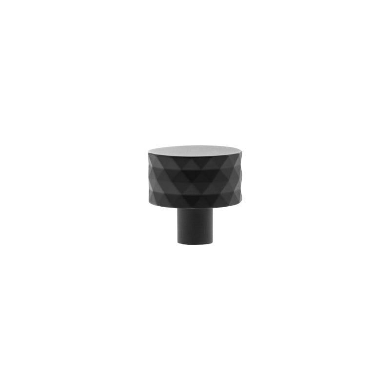 Millhouse Brass Chrysler Diamond Round Cabinet Knob Handle - Matt Black