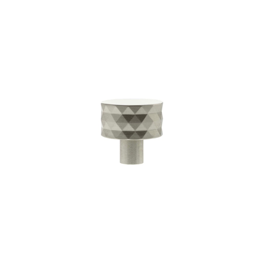 Millhouse Brass Chrysler Diamond Round Cabinet Knob Handle - Satin Nickel