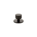 Millhouse Brass Chrysler Diamond Round Cabinet Knob Handle on Backplate - Urban Dark Bronze