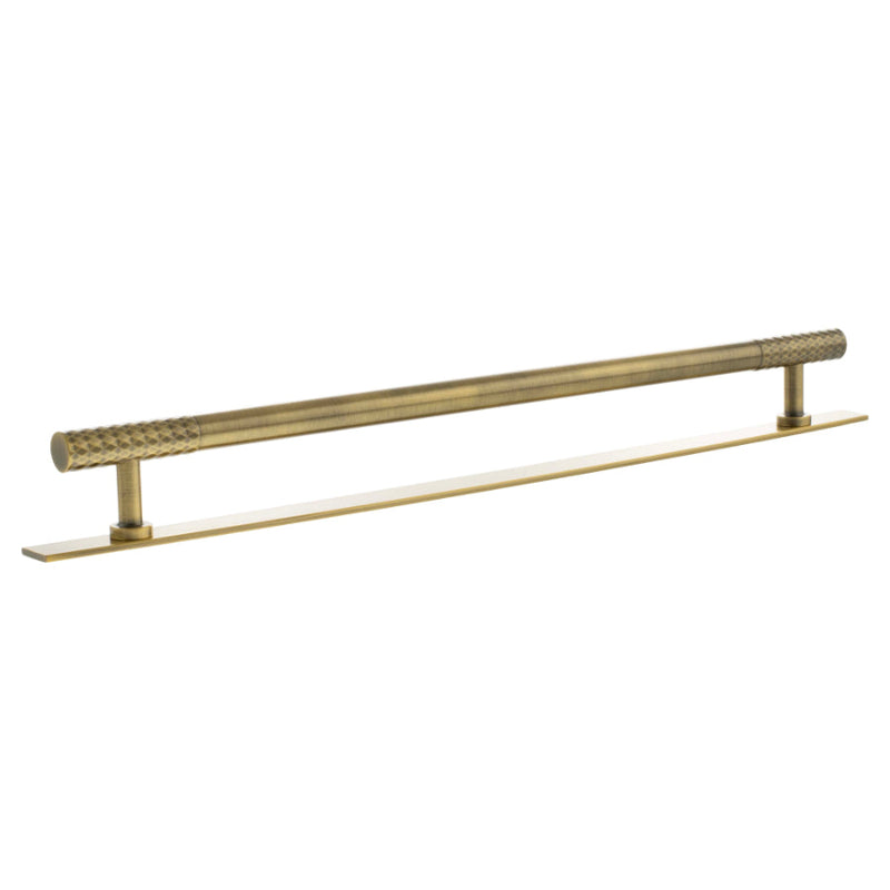 Millhouse Brass Chrysler Diamond T-Bar Cabinet Pull Handle on Backplate 320mm - Antique Brass