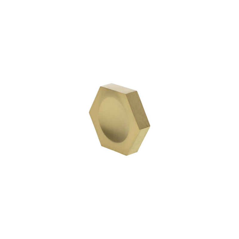 Millhouse Brass Pennington Hexagonal Finger Pull Cabinet Knob Handle - Satin Brass