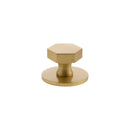Millhouse Brass Pennington Hexagonal Cabinet Knob Handle on Backplate - Satin Brass