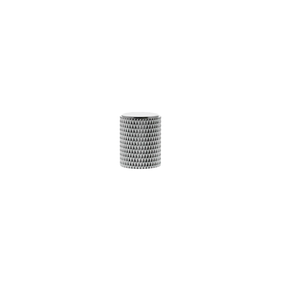 Millhouse Brass Eiffel Knurled Cylinder Cabinet Knob Handle - Polished Chrome