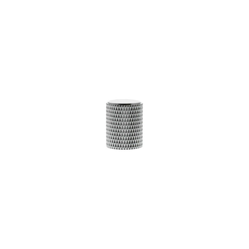 Millhouse Brass Eiffel Knurled Cylinder Cabinet Knob Handle - Polished Chrome