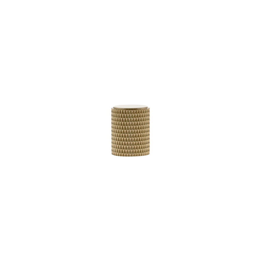 Millhouse Brass Eiffel Knurled Cylinder Cabinet Knob Handle - Satin Brass