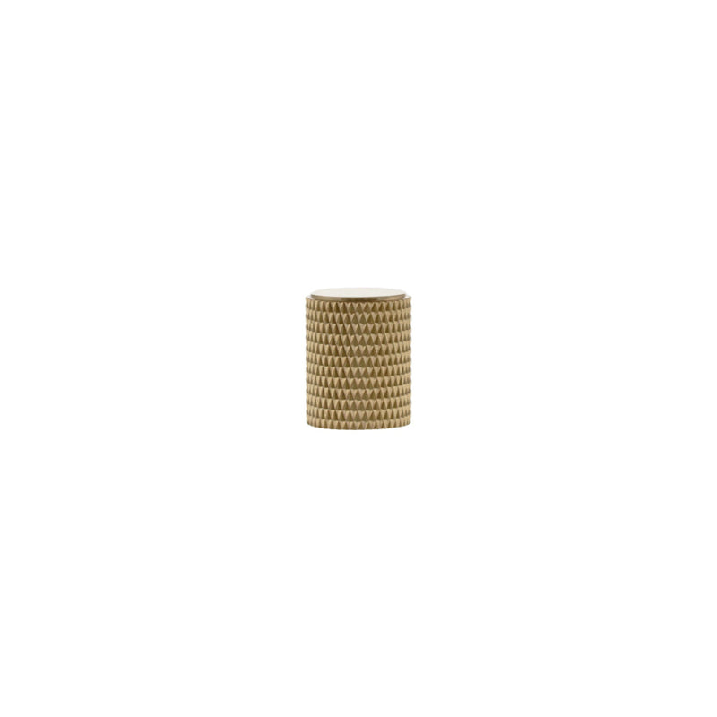 Millhouse Brass Eiffel Knurled Cylinder Cabinet Knob Handle - Satin Brass