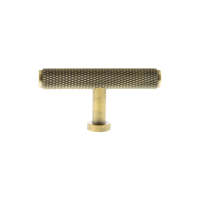 Millhouse Brass Eiffel Knurled T-Bar Cabinet Knob Handle - Antique Brass
