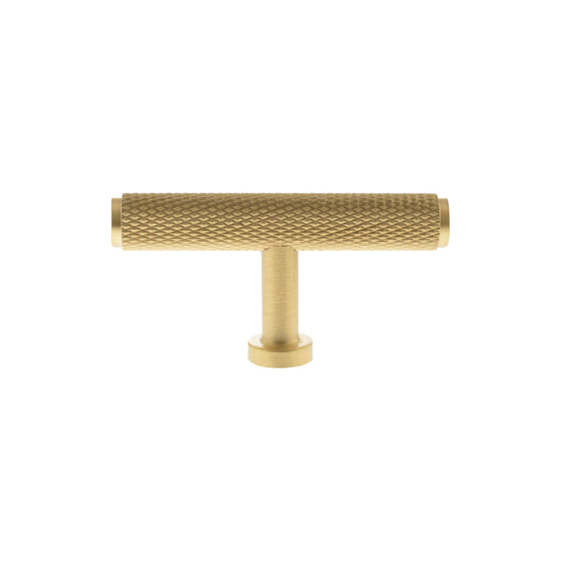 Millhouse Brass Eiffel Knurled T-Bar Cabinet Knob Handle - Satin Brass