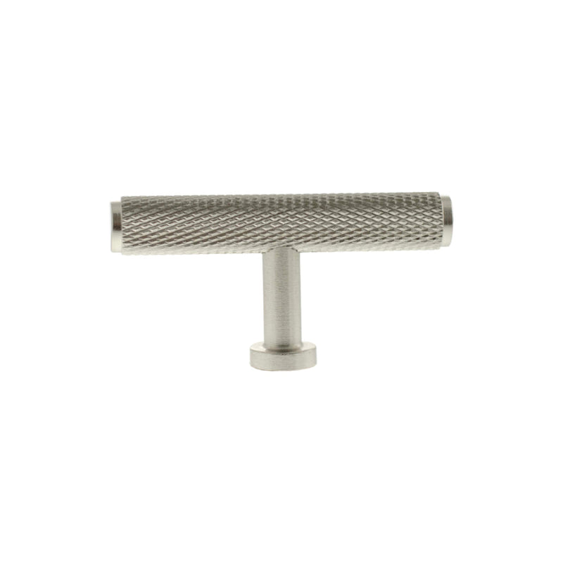 Millhouse Brass Eiffel Knurled T-Bar Cabinet Knob Handle - Satin Nickel