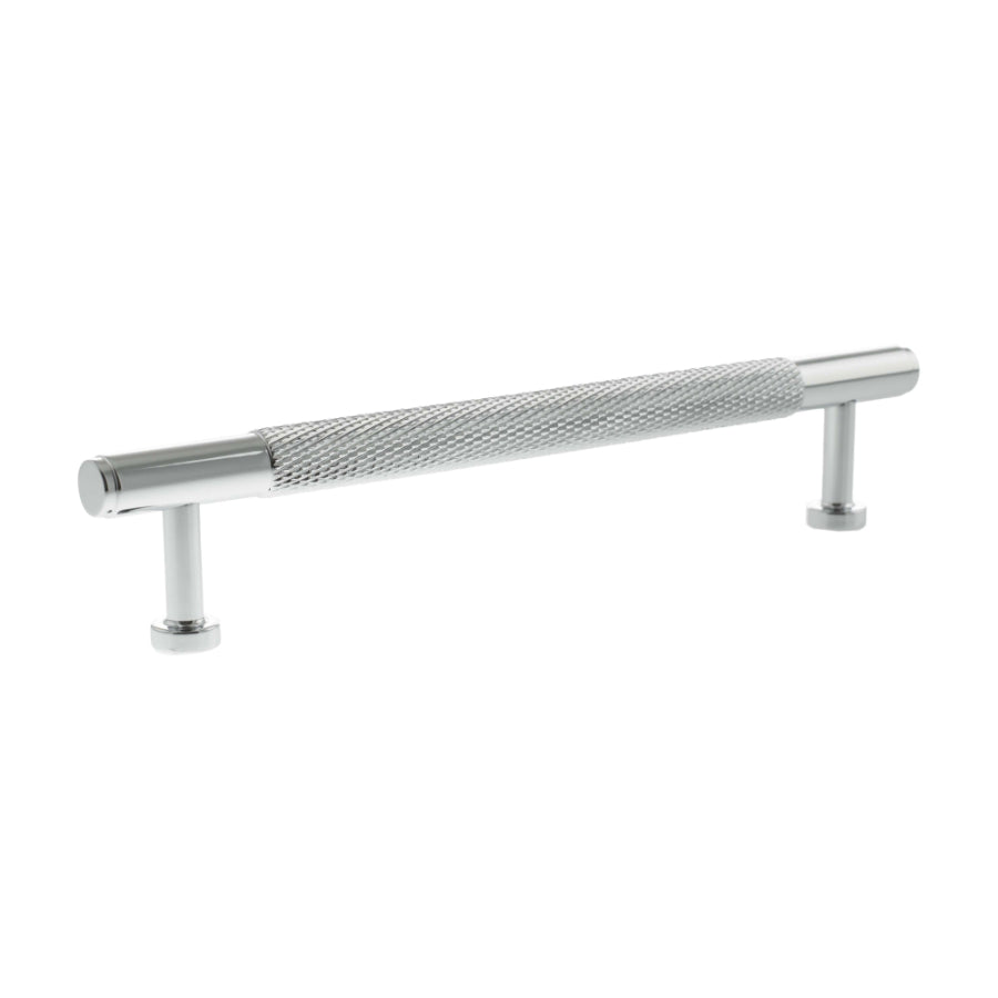 Millhouse Brass Eiffel Knurled T-Bar Cabinet Pull Handle 160mm - Polished Chrome
