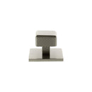 Millhouse Brass Eiffel Knurled Square Cabinet Knob Handle on Backplate - Satin Nickel