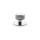 Millhouse Brass Eiffel Knurled Round Cabinet Knob Handle on Backplate - Polished Chrome