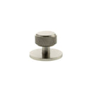 Millhouse Brass Eiffel Knurled Round Cabinet Knob Handle on Backplate - Satin Nickel
