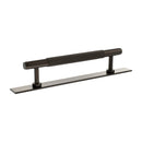 Millhouse Brass Eiffel Knurled T-Bar Cabinet Pull Handle on Backplate 128mm - Urban Dark Bronze