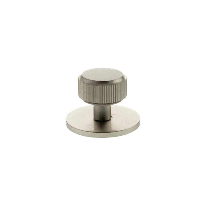 Millhouse Brass Battersea Linear Round Cabinet Knob Handle on Backplate - Satin Nickel