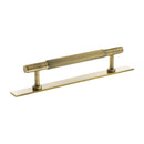Millhouse Brass Battersea Linear T-Bar Cabinet Pull Handle on Backplate 128mm - Antique Brass