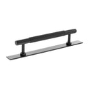 Millhouse Brass Battersea Linear T-Bar Cabinet Pull Handle on Backplate 128mm - Matt Black