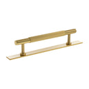 Millhouse Brass Battersea Linear T-Bar Cabinet Pull Handle on Backplate 128mm - Satin Brass