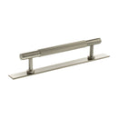 Millhouse Brass Battersea Linear T-Bar Cabinet Pull Handle on Backplate 128mm - Satin Nickel
