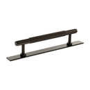 Millhouse Brass Battersea Linear T-Bar Cabinet Pull Handle on Backplate 128mm - Urban Dark Bronze