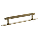 Millhouse Brass Battersea Linear T-Bar Cabinet Pull Handle on Backplate 160mm - Antique Brass