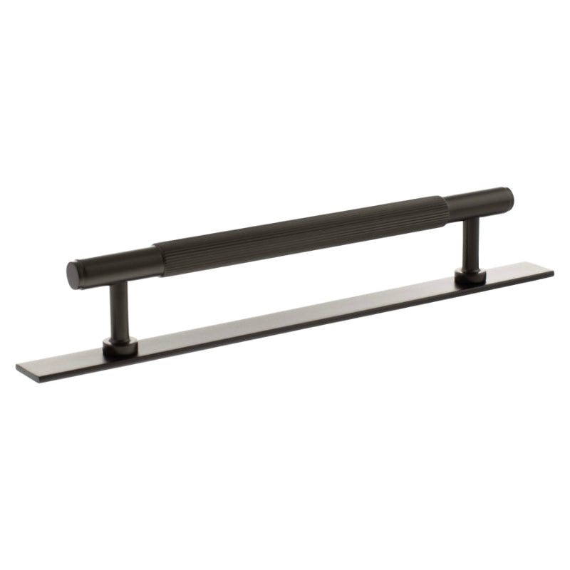 Millhouse Brass Battersea Linear T-Bar Cabinet Pull Handle on Backplate 160mm - Urban Dark Bronze