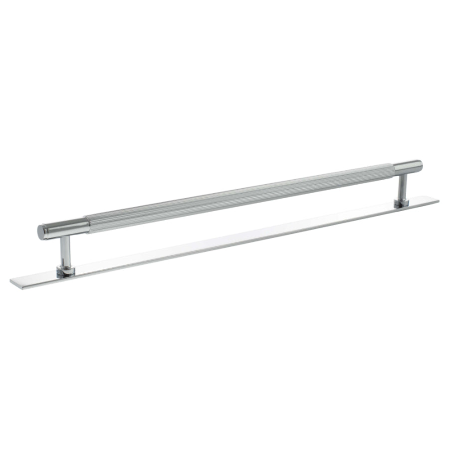 Millhouse Brass Battersea Linear T-Bar Cabinet Pull Handle on Backplate 320mm - Polished Chrome